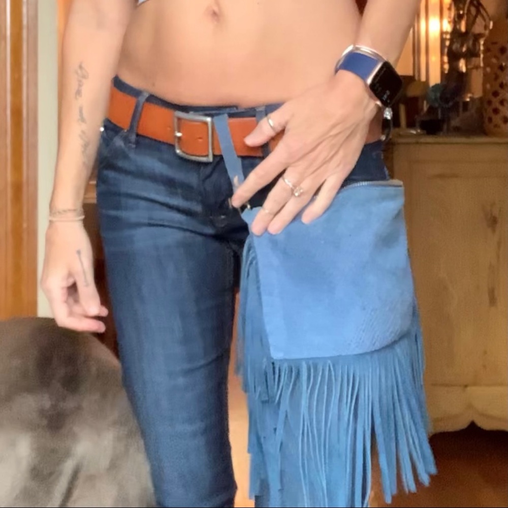 Blue Suede Hippie Bag